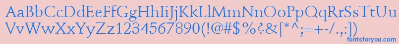 StempelSchneidlerLtRoman-Schriftart – Blaue Schriften auf rosa Hintergrund