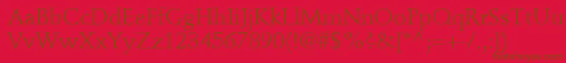 StempelSchneidlerLtRoman-Schriftart – Braune Schriften auf rotem Hintergrund