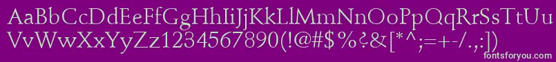 フォントStempelSchneidlerLtRoman – 紫の背景に緑のフォント