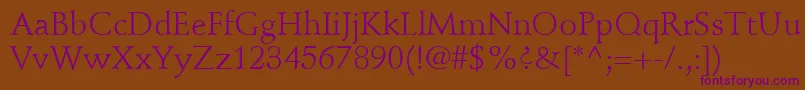 StempelSchneidlerLtRoman-Schriftart – Violette Schriften auf braunem Hintergrund