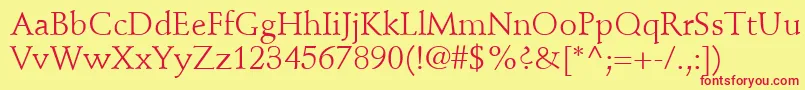 フォントStempelSchneidlerLtRoman – 赤い文字の黄色い背景