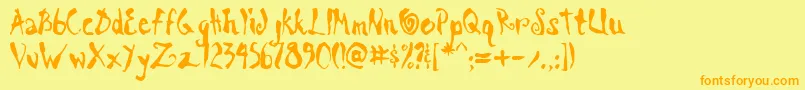 Więcej informacji o czcionce ScrawnAoe Czcionka ScrawnAoe – pomarańczowe czcionki na żółtym tle