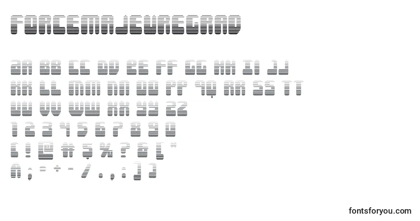 Schriftart Forcemajeuregrad – Alphabet, Zahlen, spezielle Symbole