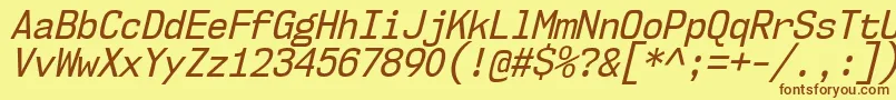 Nk57MonospaceScRgIt Font – Brown Fonts on Yellow Background