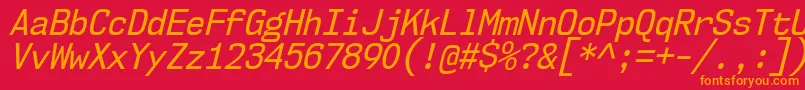 Nk57MonospaceScRgIt Font – Orange Fonts on Red Background