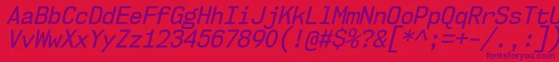 Nk57MonospaceScRgIt Font – Purple Fonts on Red Background
