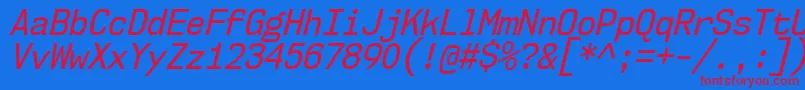 Nk57MonospaceScRgIt Font – Red Fonts on Blue Background