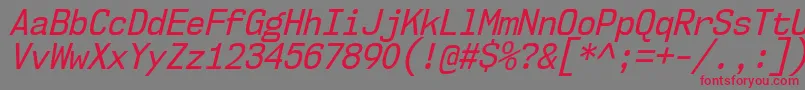 Шрифт Nk57MonospaceScRgIt – красные шрифты на сером фоне