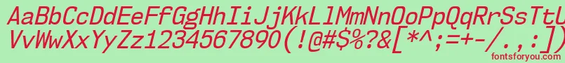 Fonte Nk57MonospaceScRgIt – fontes vermelhas em um fundo verde