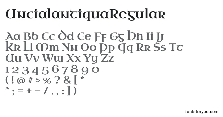 Schriftart UncialantiquaRegular – Alphabet, Zahlen, spezielle Symbole