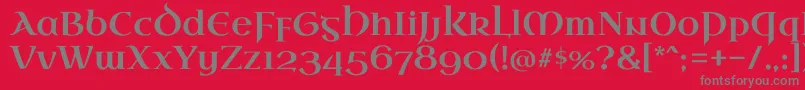 Fonte UncialantiquaRegular – fontes cinzas em um fundo vermelho