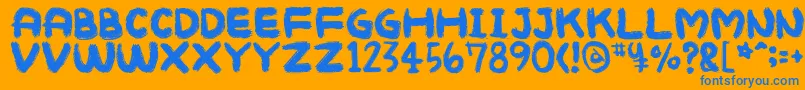 Mukokusekikitchen Font – Blue Fonts on Orange Background