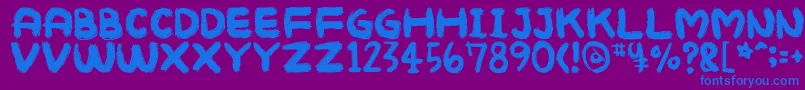 Mukokusekikitchen Font – Blue Fonts on Purple Background