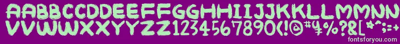 Шрифт Mukokusekikitchen – зелёные шрифты на фиолетовом фоне