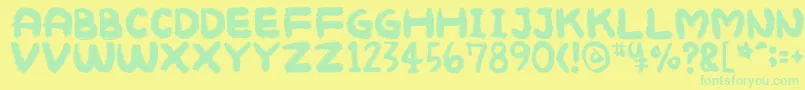 Mukokusekikitchen Font – Green Fonts on Yellow Background