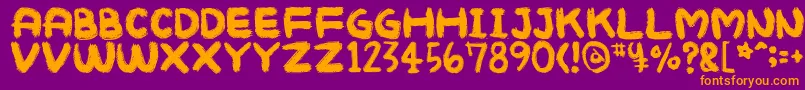 Mukokusekikitchen Font – Orange Fonts on Purple Background
