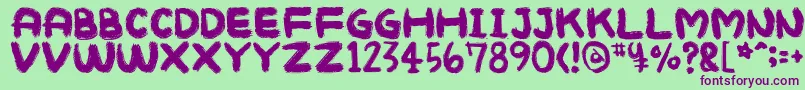 Шрифт Mukokusekikitchen – фиолетовые шрифты на зелёном фоне