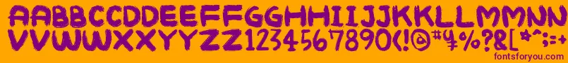 Mukokusekikitchen Font – Purple Fonts on Orange Background