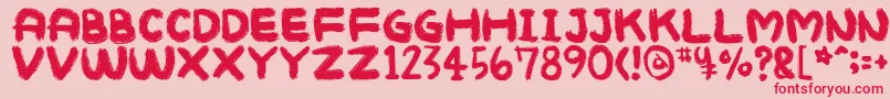 Mukokusekikitchen Font – Red Fonts on Pink Background
