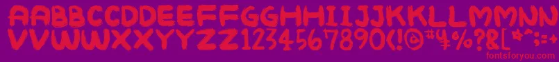 Mukokusekikitchen Font – Red Fonts on Purple Background