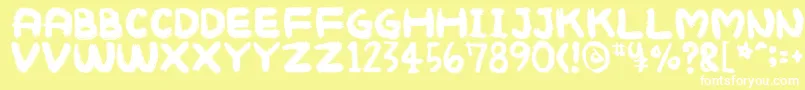 Mukokusekikitchen Font – White Fonts on Yellow Background
