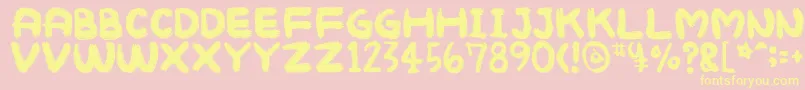 Mukokusekikitchen Font – Yellow Fonts on Pink Background