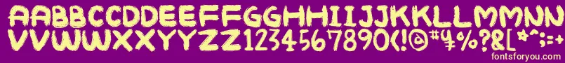 Mukokusekikitchen Font – Yellow Fonts on Purple Background