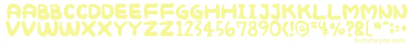 Mukokusekikitchen Font – Yellow Fonts on White Background