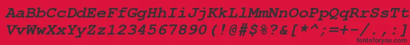 CourierNewРџРѕР»СѓР¶РёСЂРЅС‹Р№РљСѓСЂСЃРёРІ Font – Black Fonts on Red Background