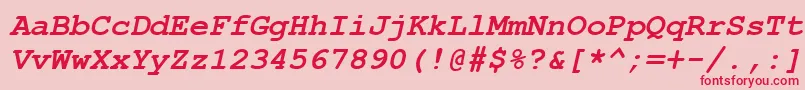 CourierNewРџРѕР»СѓР¶РёСЂРЅС‹Р№РљСѓСЂСЃРёРІ-Schriftart – Rote Schriften auf rosa Hintergrund