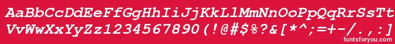 Czcionka CourierNewРџРѕР»СѓР¶РёСЂРЅС‹Р№РљСѓСЂСЃРёРІ – białe czcionki na czerwonym tle