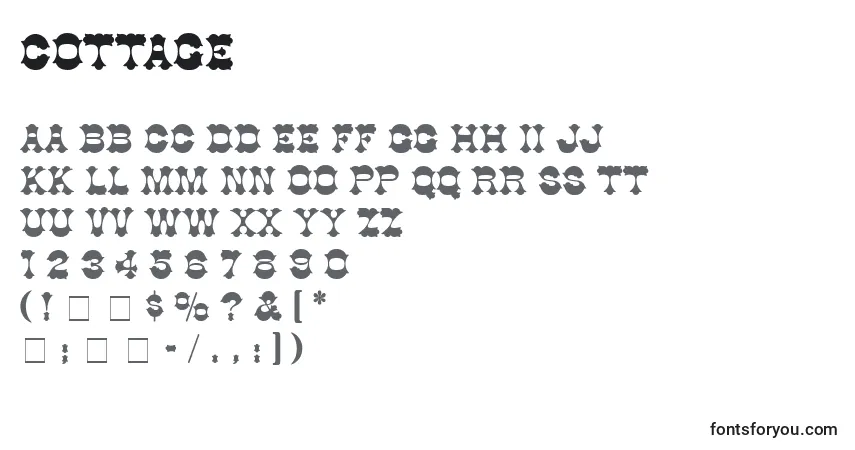 A fonte Cottage – alfabeto, números, caracteres especiais