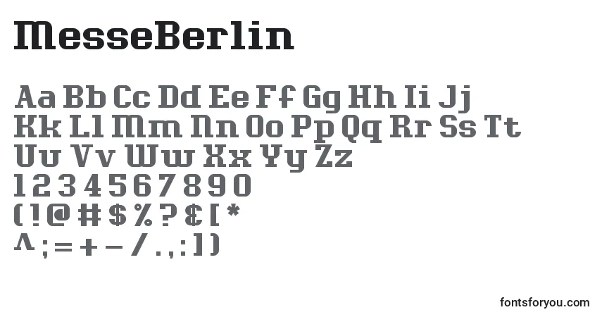 Fuente MesseBerlin - alfabeto, números, caracteres especiales