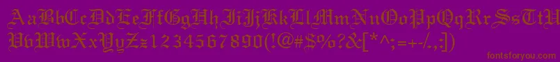 Clerestoryssk-Schriftart – Braune Schriften auf violettem Hintergrund