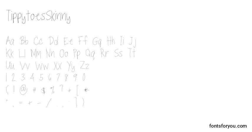 A fonte TippytoesSkinny – alfabeto, números, caracteres especiais