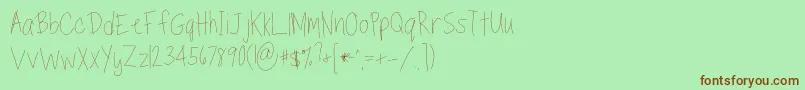 TippytoesSkinny-Schriftart – Braune Schriften auf grünem Hintergrund