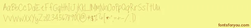 TippytoesSkinny-Schriftart – Braune Schriften auf gelbem Hintergrund