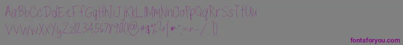 Шрифт TippytoesSkinny – фиолетовые шрифты на сером фоне