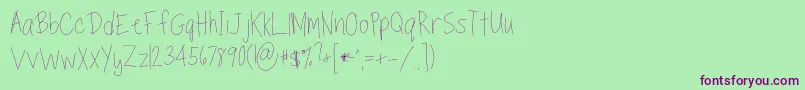 TippytoesSkinny Font – Purple Fonts on Green Background