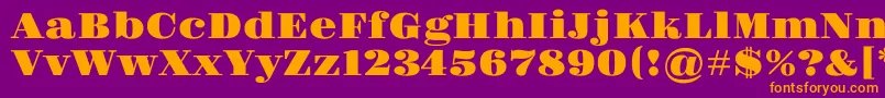 フォントGravitas – 紫色の背景にオレンジのフォント