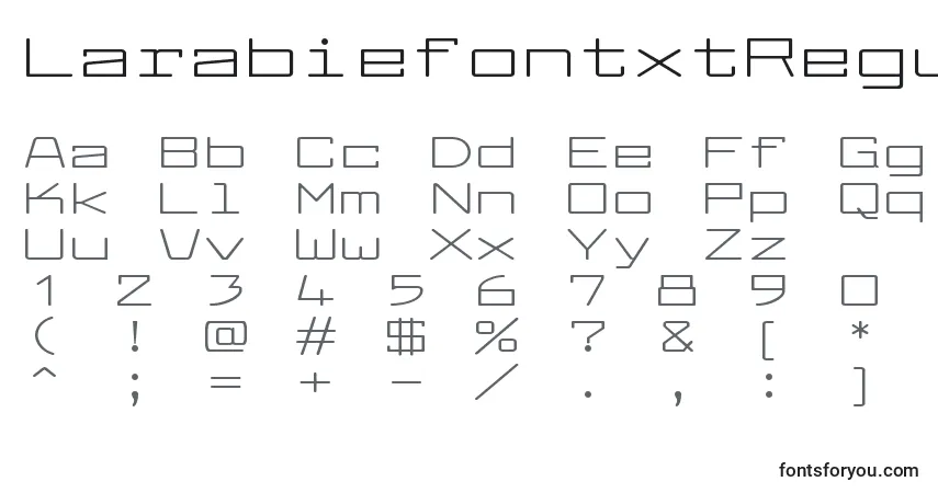 Шрифт LarabiefontxtRegular – алфавит, цифры, специальные символы