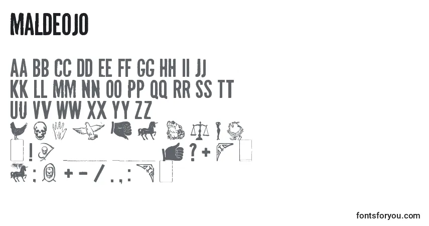 Шрифт MalDeOjo – алфавит, цифры, специальные символы