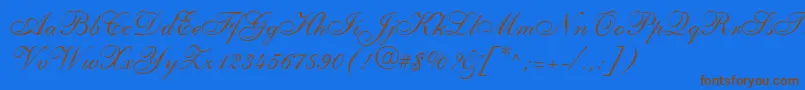 AllegrettoScriptOne-Schriftart – Braune Schriften auf blauem Hintergrund