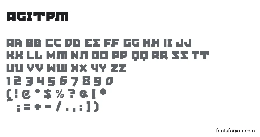 Fuente Agitpm - alfabeto, números, caracteres especiales