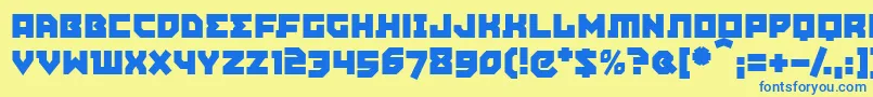 フォントAgitpm – 青い文字が黄色の背景にあります。