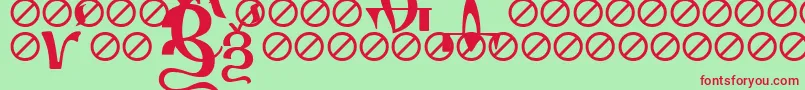 フォントIrmologionErok – 赤い文字の緑の背景