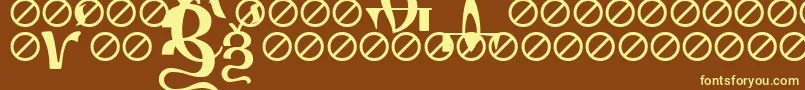 IrmologionErok-fontti – keltaiset fontit ruskealla taustalla