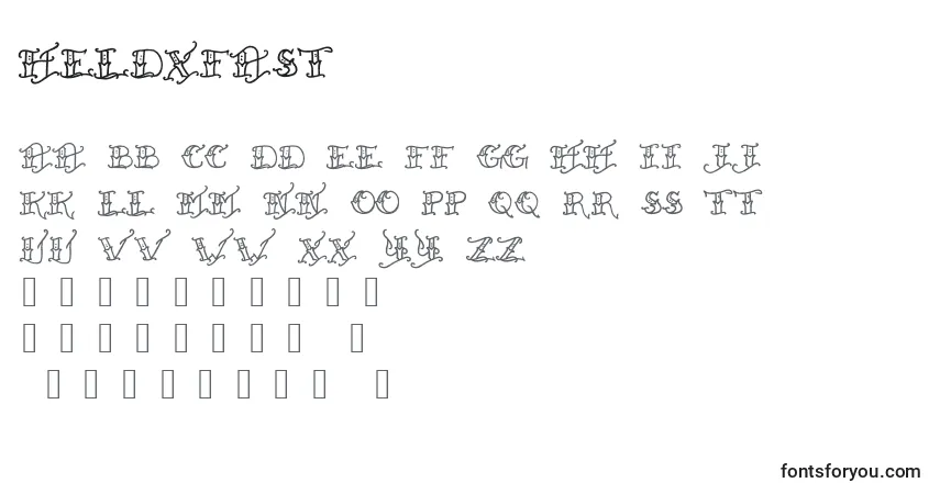 Шрифт Heldxfast – алфавит, цифры, специальные символы