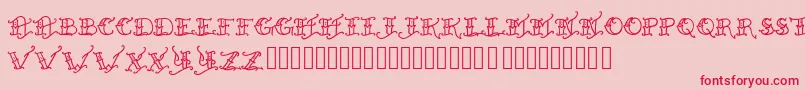 フォントHeldxfast – ピンクの背景に赤い文字