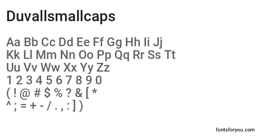Czcionka Duvallsmallcaps – alfabet, cyfry, specjalne znaki